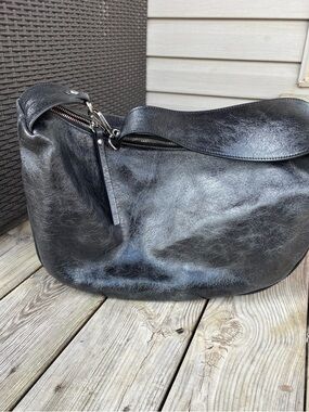 Italian Leather Slouchy Hobo Bag Black Cavalcanti Genuine Leather Made in Italy